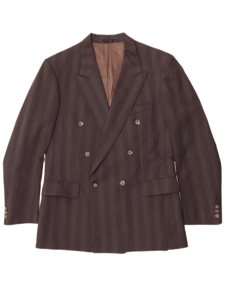 Jaqueta blazer masculina Magee com peito duplo Reino Unido 38 lã listrada cinza médio