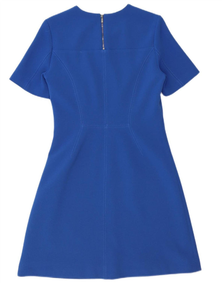 WHISTLE Vestido feminino evasê UK 12 poliéster azul médio