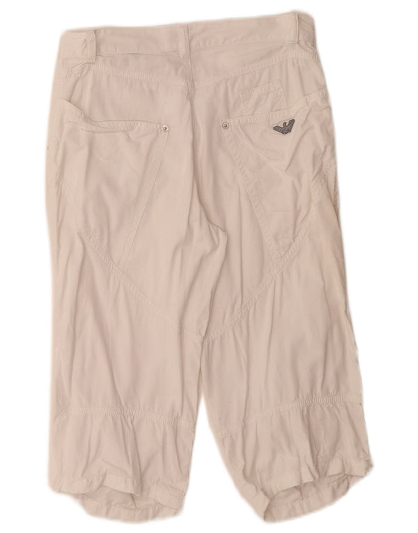 Calças Capri retas Armani Boys 10-11 anos W26 L17 algodão branco