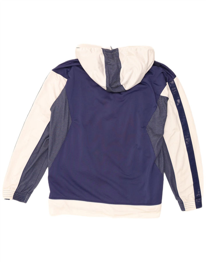 Jaqueta Asics masculina com capuz gráfico grande bloco colorido azul marinho