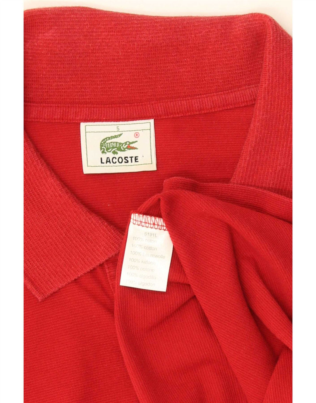 Camisa polo masculina Lacoste tamanho 5 grande algodão vermelho