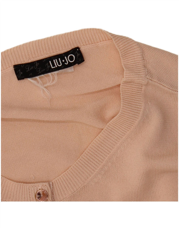 LIU JO Suéter feminino cropped cardigan Reino Unido 14 médio bege