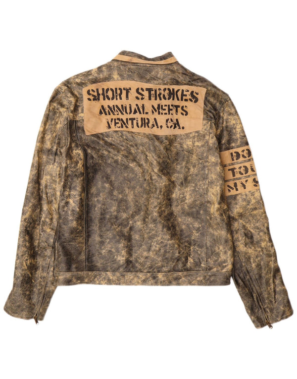 Jaqueta masculina de couro gráfico Bata IT 52 XL couro cinza