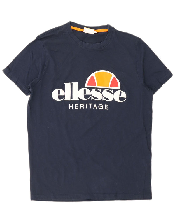 Ellesse Camiseta masculina gráfica Top médio algodão azul marinho