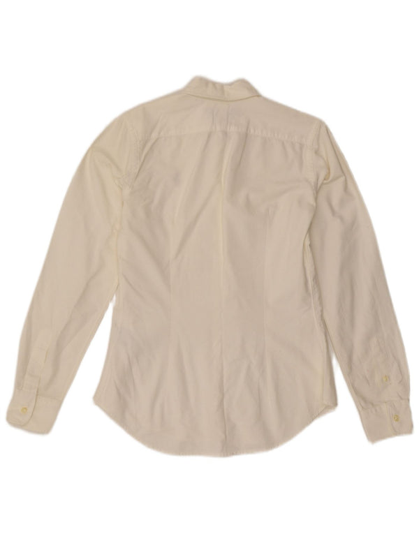 Camisa Slim Fit Feminina Ralph Lauren EUA 4 Pequeno Algodão Off White