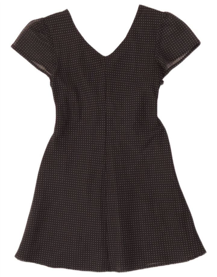 Mini vestido vintage feminino evasê IT 42 viscose manchada preta média