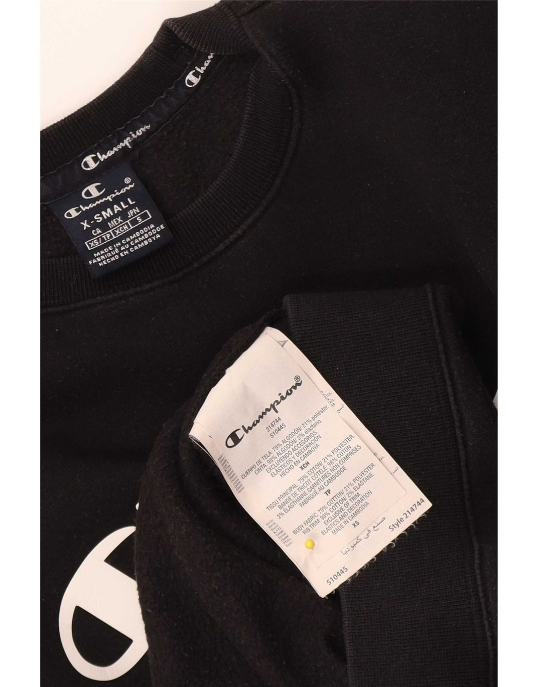 Champion masculino gráfico moletom jumper XS algodão preto
