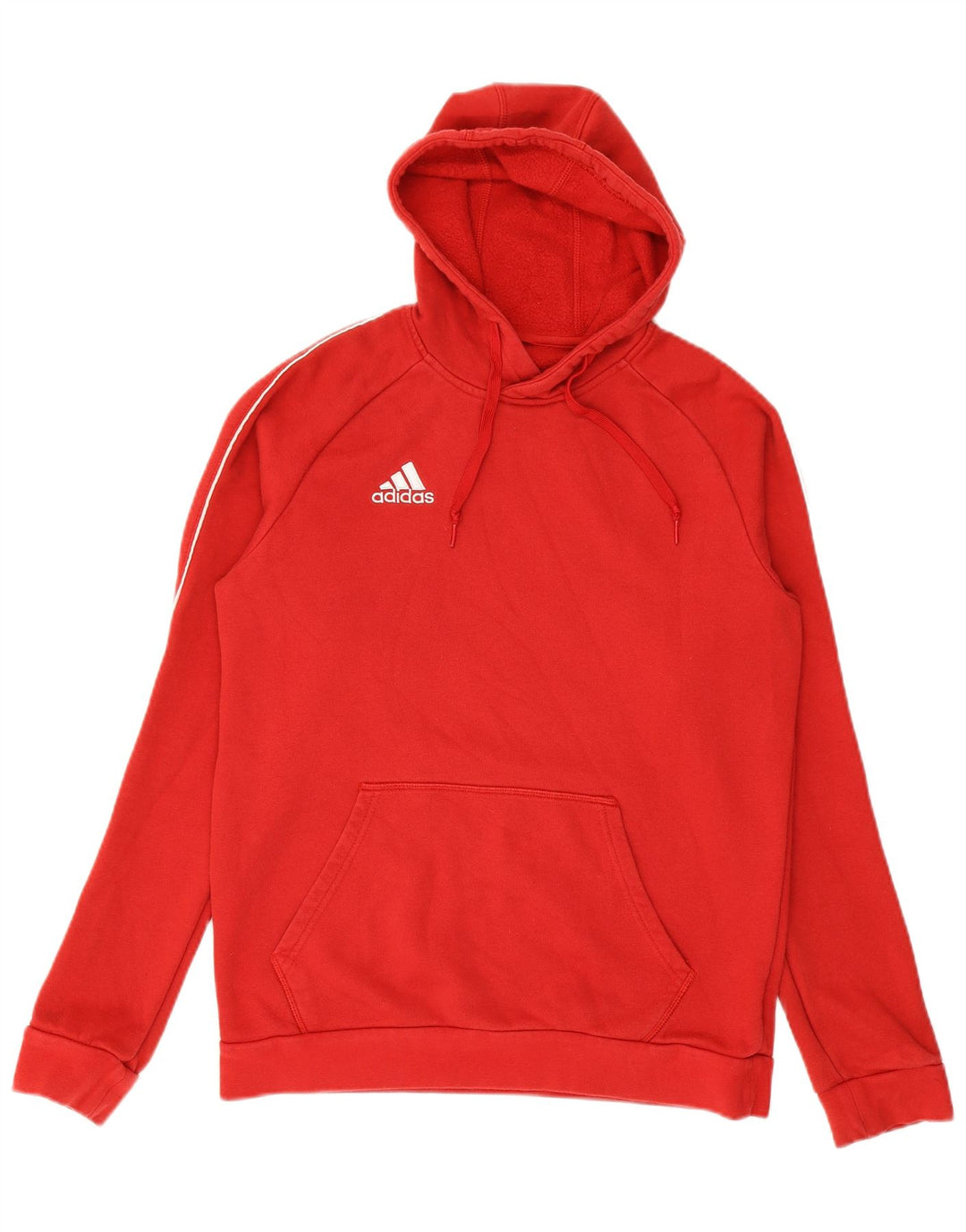 ADIDAS Mens Hoodie Jumper Pequeno Algodão Vermelho