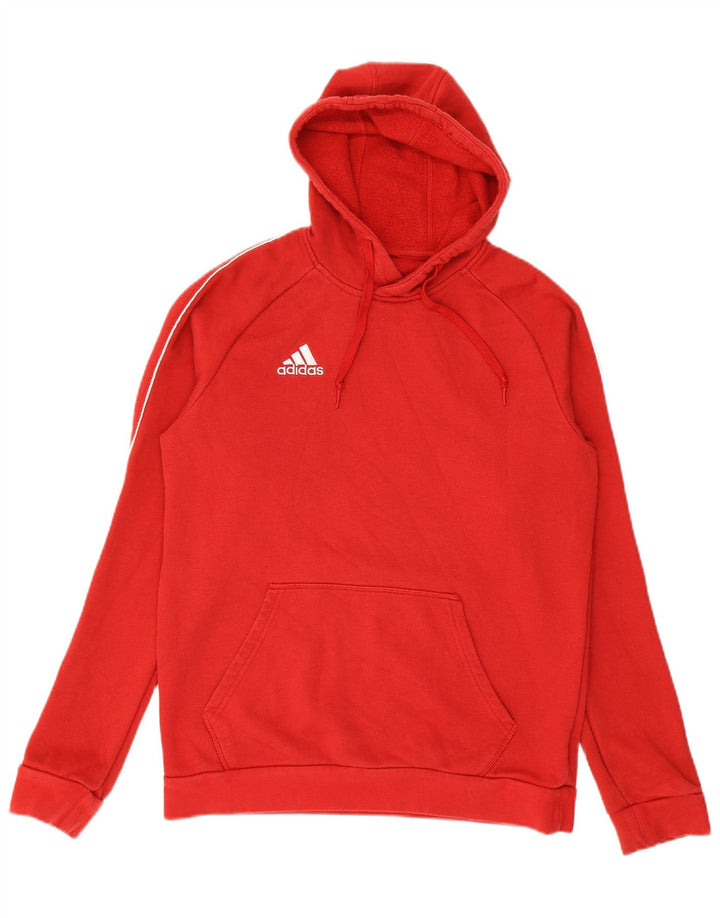 ADIDAS Mens Hoodie Jumper Pequeno Algodão Vermelho