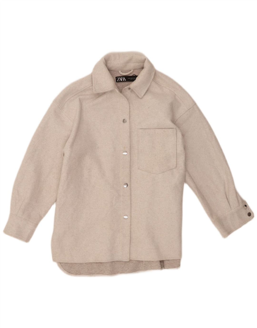 Jaqueta Zara Mulher Shacket UK 6 XS Poliéster Bege