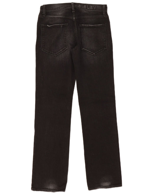 SISLEY Jeans masculino gráfico reto W32 L32 algodão preto