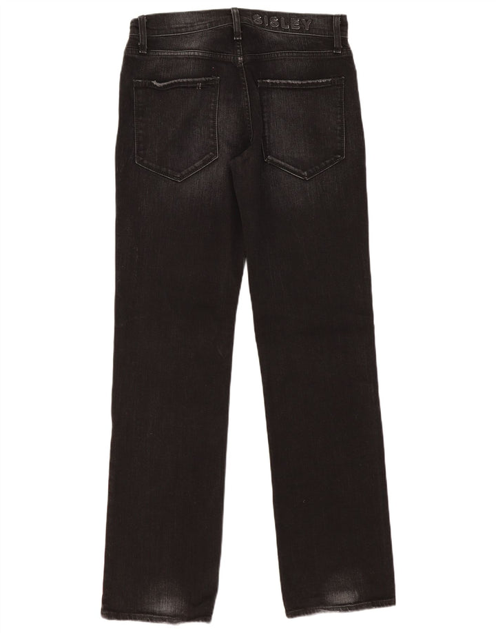 SISLEY Jeans masculino gráfico reto W32 L32 algodão preto