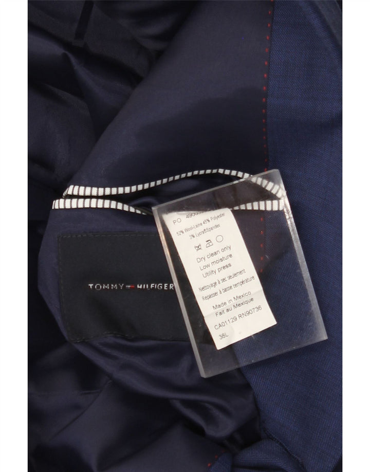 Jaqueta blazer masculina TOMMY HILFIGER com 2 botões Reino Unido 38 lã azul marinho médio