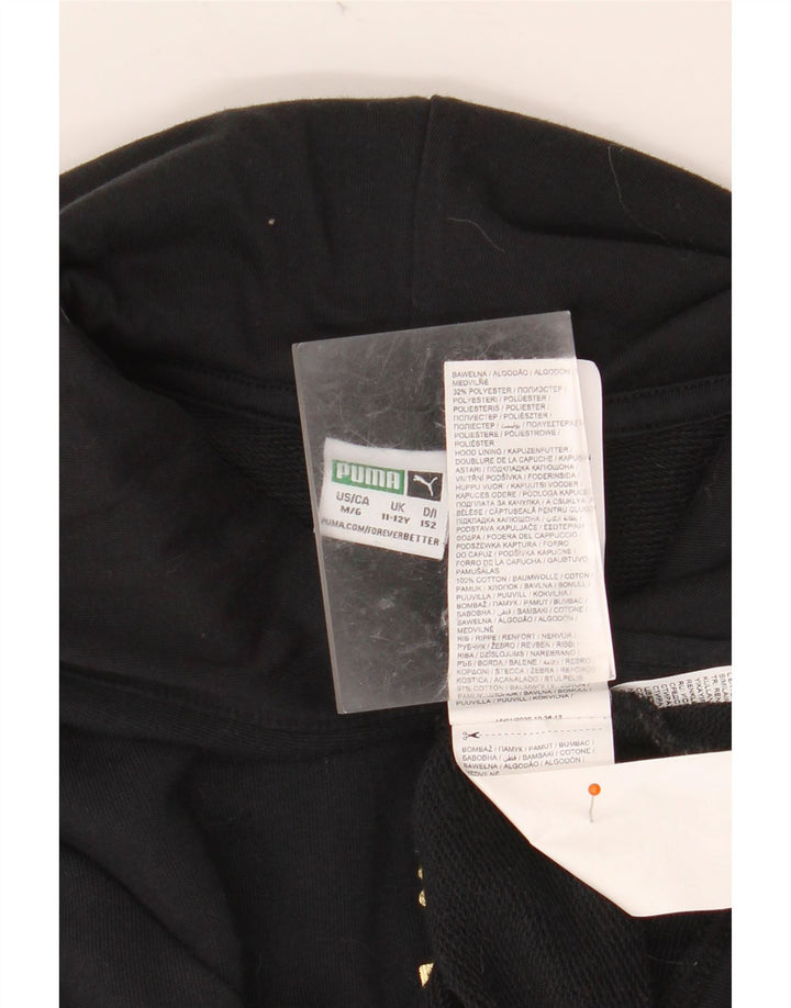 Suéter PUMA feminino cropped com capuz gráfico 11-12 anos preto algodão colorido