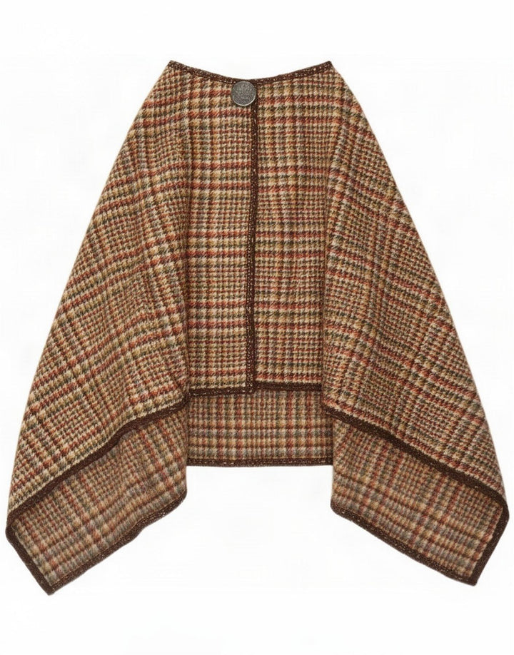 Casaco poncho feminino vintage tamanho único marrom Houndstooth