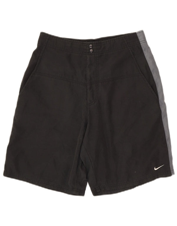 Shorts esportivos masculinos NIKE UK 36/38 pequeno preto colorblock poliéster