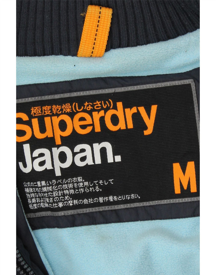 Jaqueta corta-vento feminina Superdry com capuz Reino Unido 14 médio azul marinho nylon