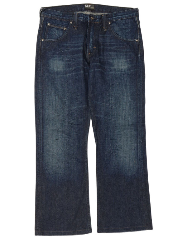 Lee Mens Clark Flared Jeans W34 L31 Azul Marinho Algodão