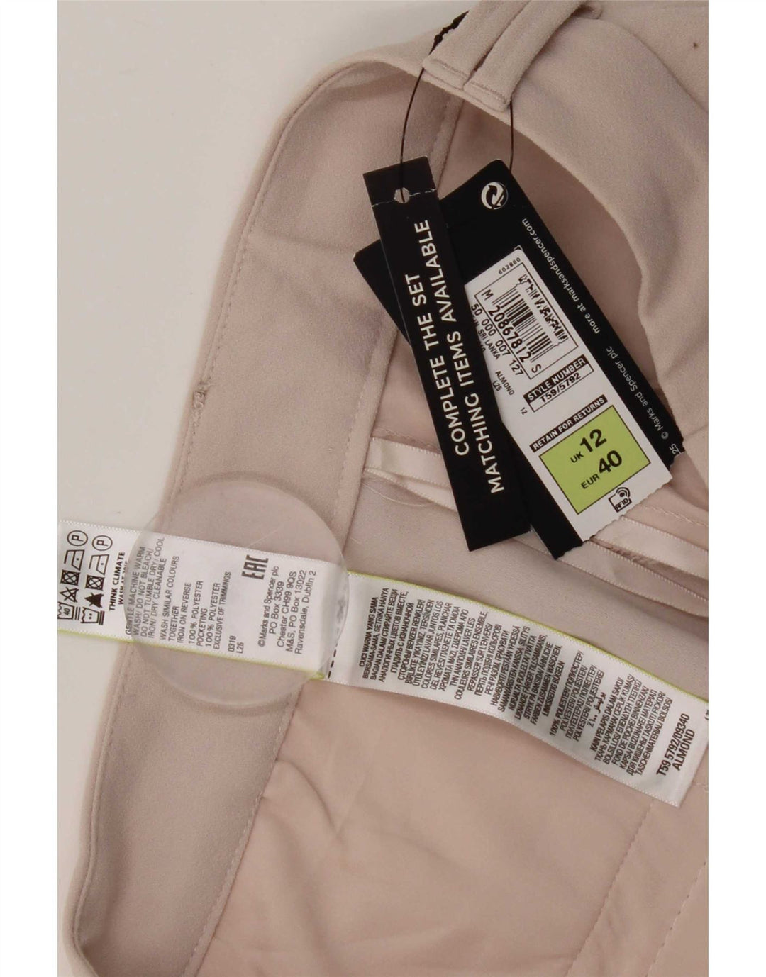 Shorts Chino Feminino Marks & Spencer Reino Unido 12 Médio W30 Poliéster Bege