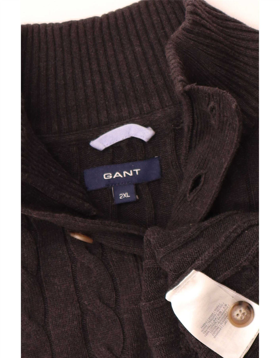 Suéter masculino Gant com gola e botão 2XL algodão preto