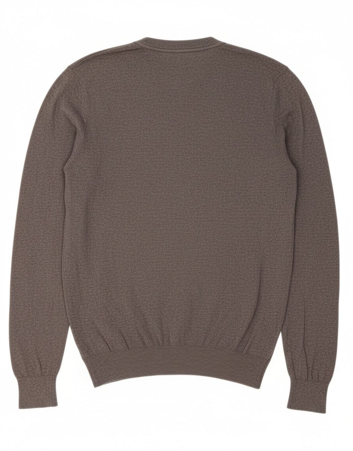 Suéter masculino MASSIMO DUTTI com decote em V de algodão cinza médio