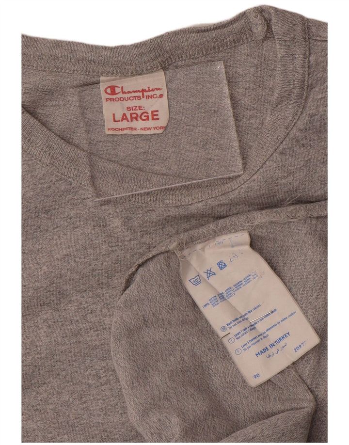 Camiseta masculina estampada Champion grande algodão cinza