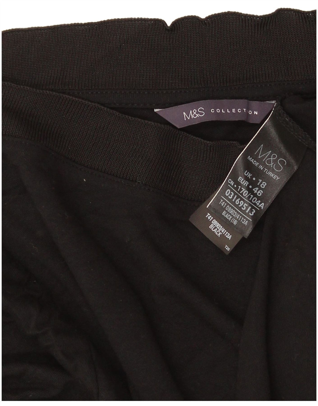 Top feminino Marks & Spencer manga 3/4 UK 18 XL preto viscose