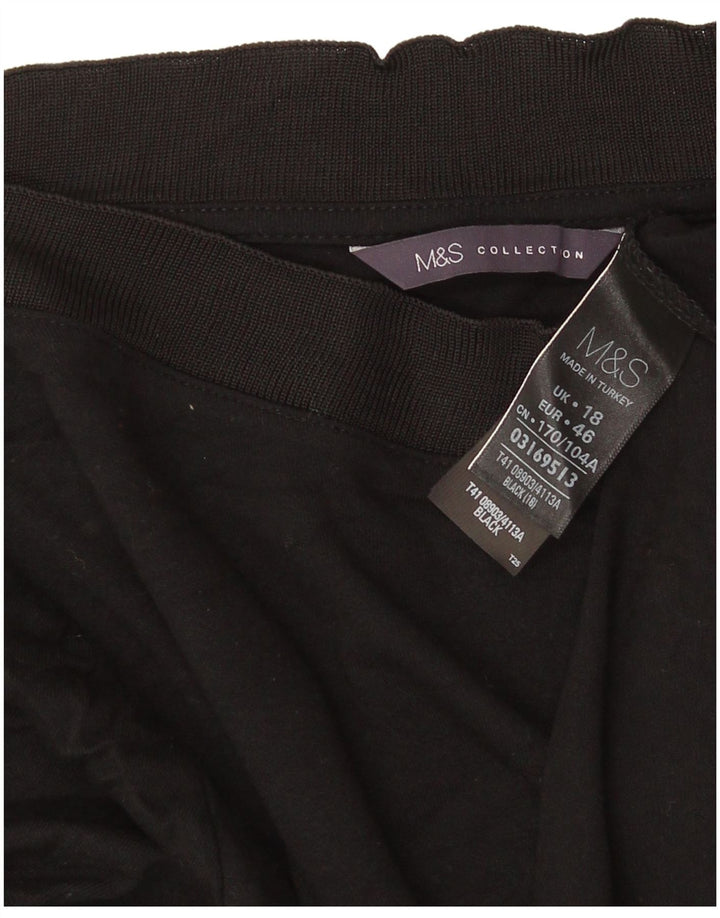 Top feminino Marks & Spencer manga 3/4 UK 18 XL preto viscose