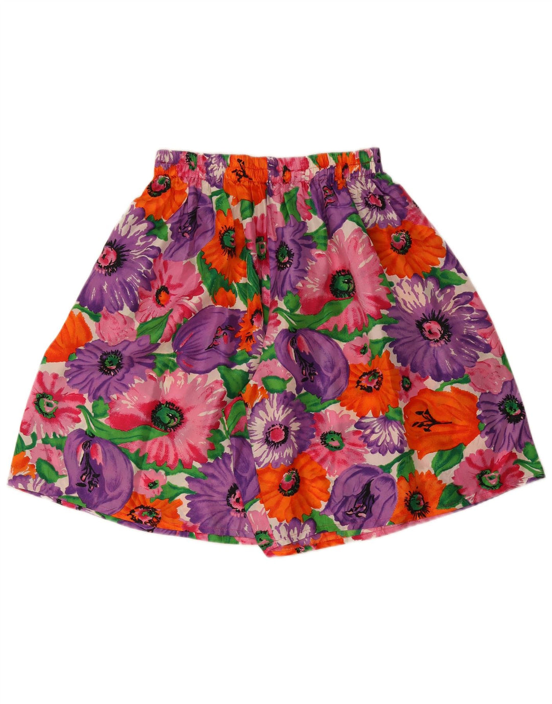 Shorts casuais femininos autênticos UK 14 médio W28 seda floral multicolorida