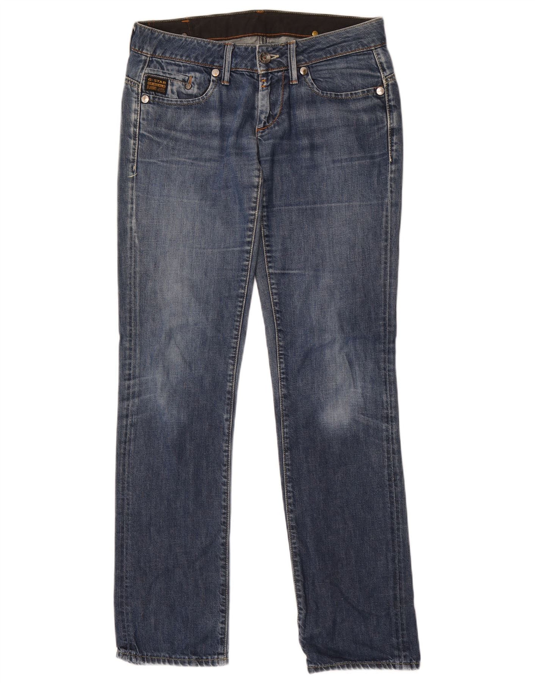 Jeans retos femininos G-Star W28 L34 algodão azul