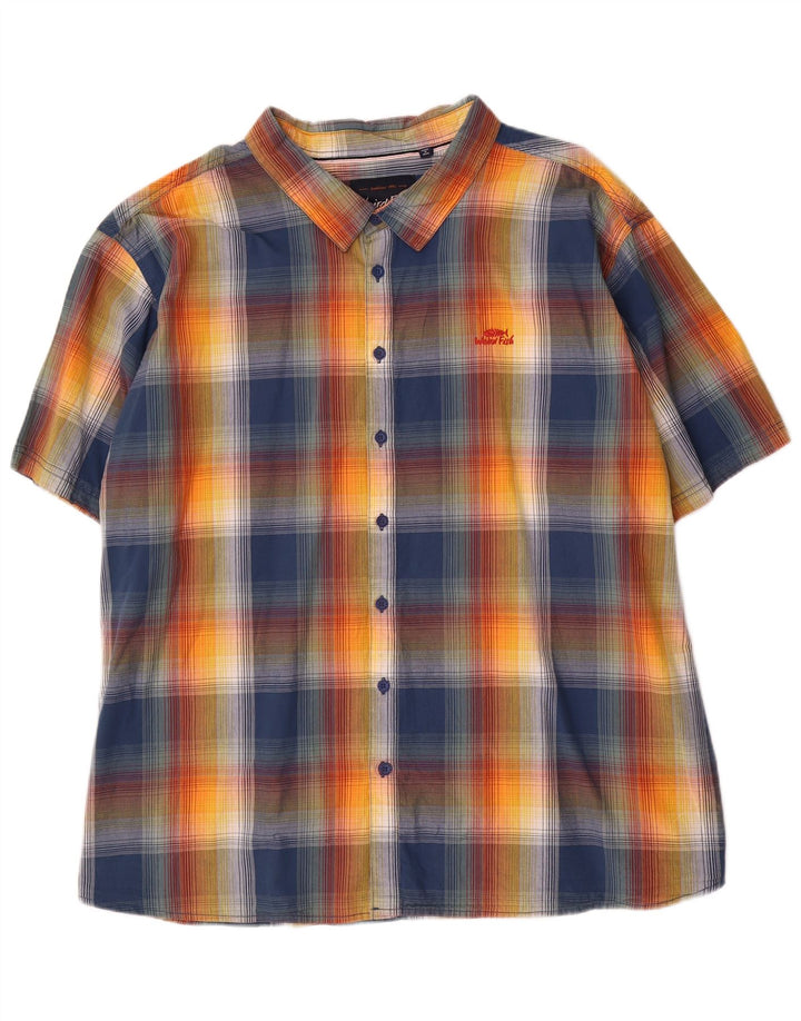 Camisa masculina de manga curta Weird Fish 5XL algodão xadrez multicolorido