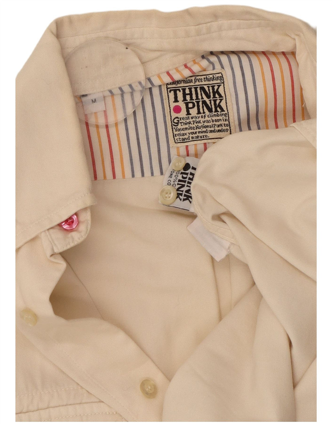 THINK PINK Camisa masculina de algodão bege médio