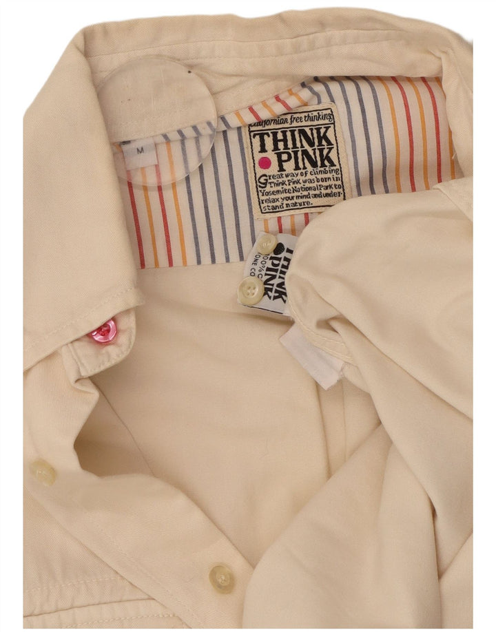 THINK PINK Camisa masculina de algodão bege médio