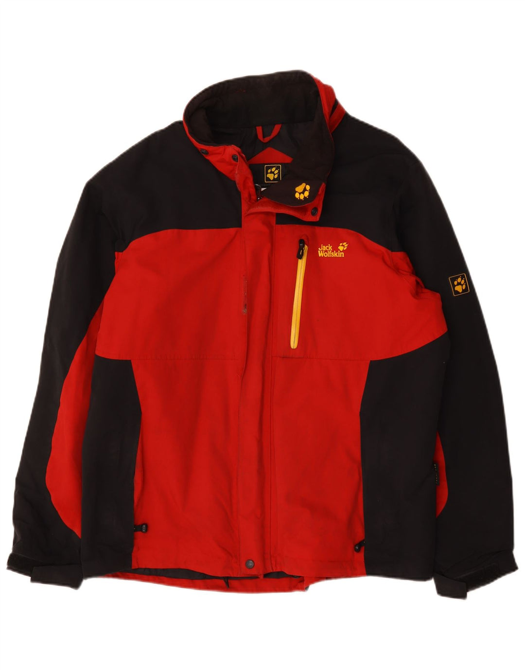 Jaqueta corta-vento masculina Jack Wolfskin Reino Unido 44 XL vermelho colorblock poliamida