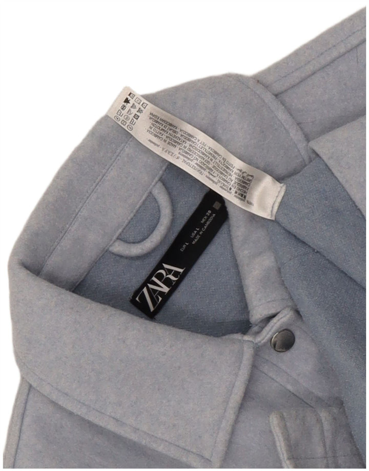 Zara Womens Crop Bomber Jacket UK 16 Grande Azul Poliéster
