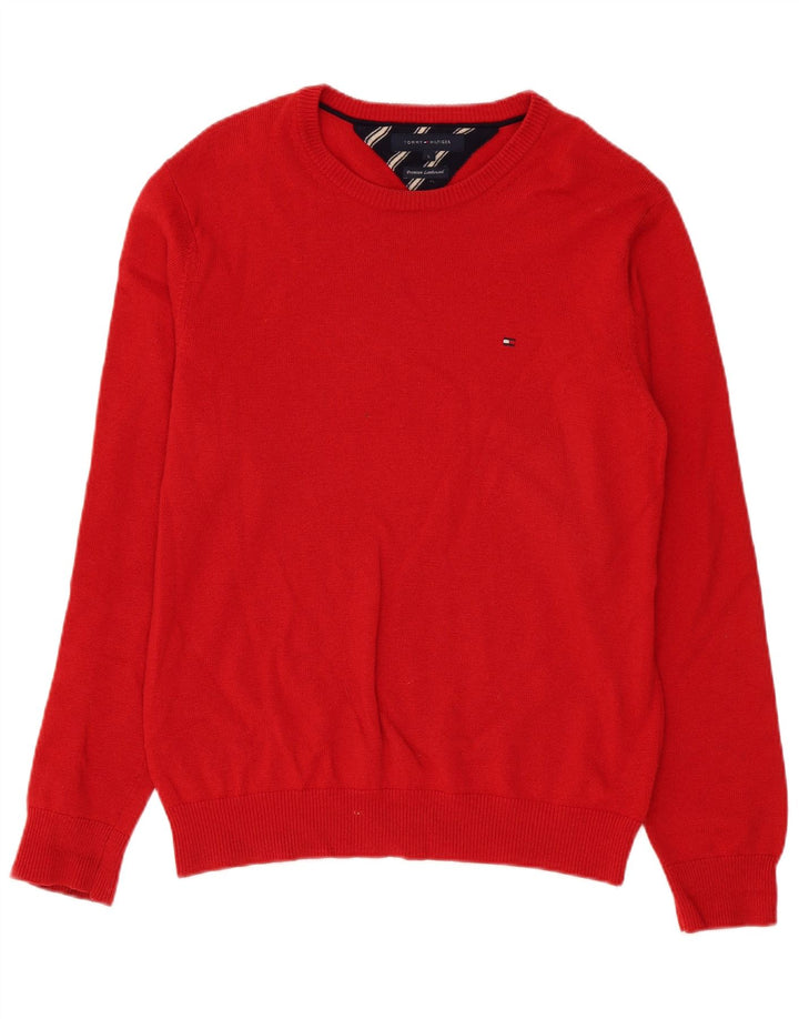 Tommy Hilfiger Suéter masculino com gola canoa, grande lã de carneiro vermelha