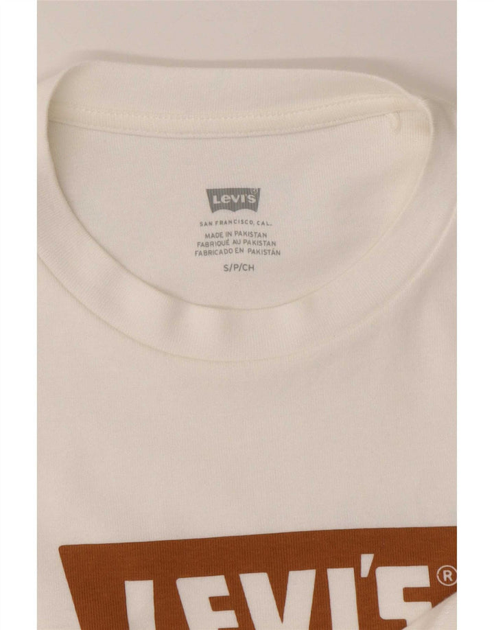 Camiseta feminina Levi's Crop Graphic UK 8 pequena branca