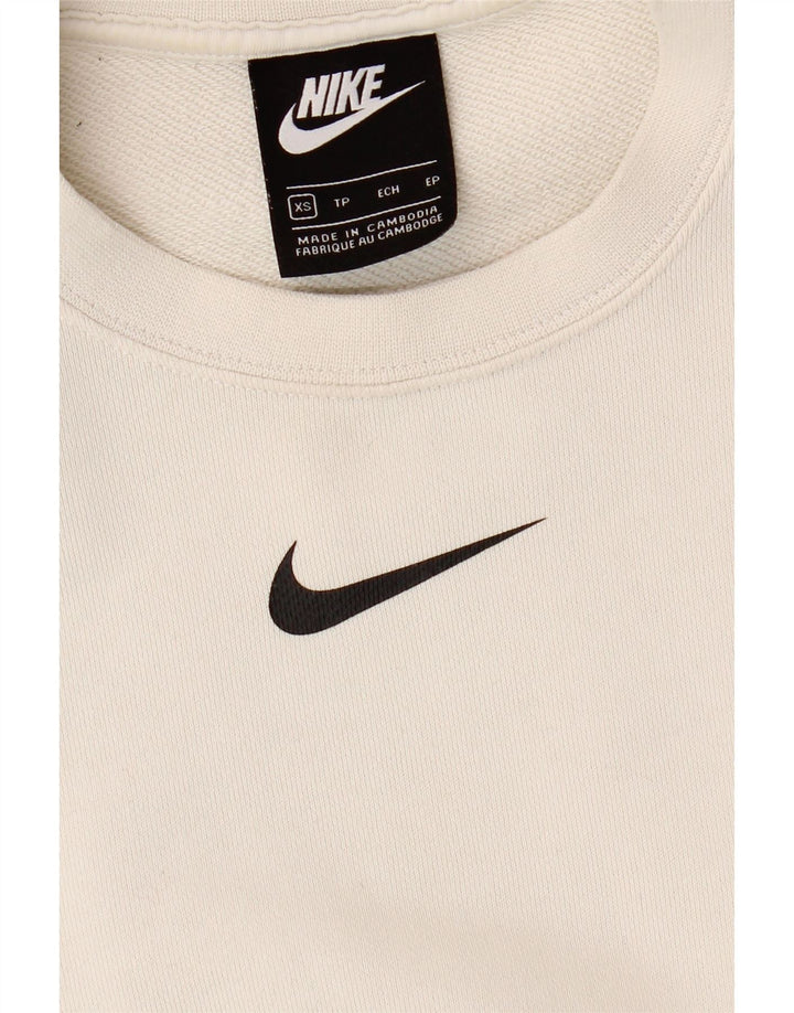 NIKE Womens Crop Graphic Sweatshirt Jumper UK 6 XS White Vintage Nike and Second-Hand Nike from Messina Hembry 