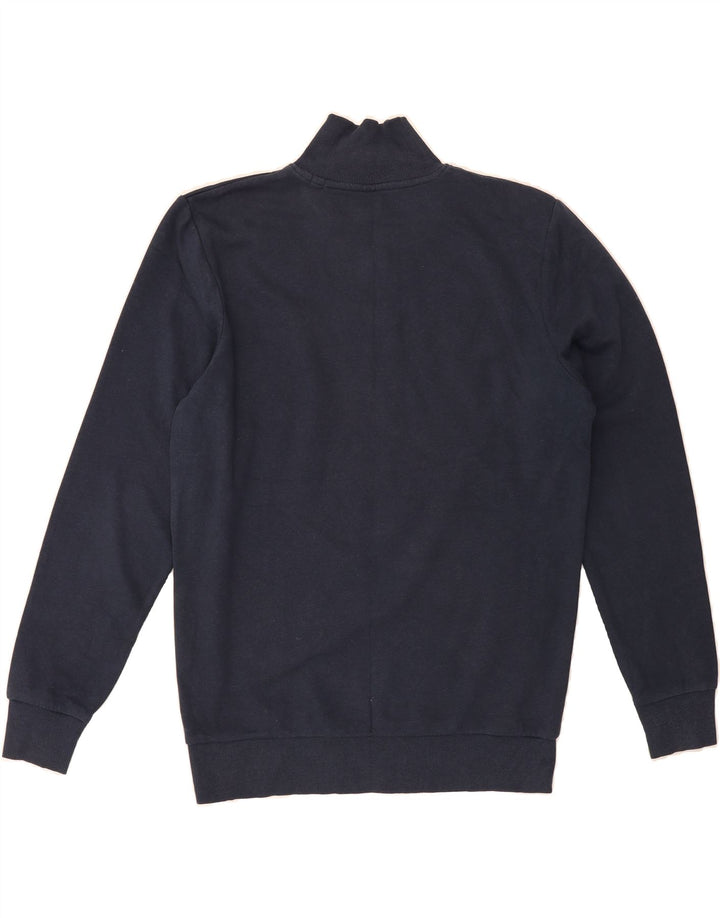 JACK & JONES Mens Graphic Zip Neck Sweatshirt Jumper Large Navy Blue Vintage Jack & Jones and Second-Hand Jack & Jones from Messina Hembry 