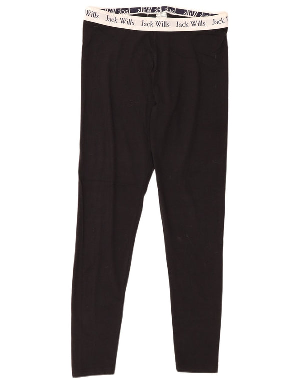 JACK WILLS Leggings femininas gráficas UK 12 algodão colorblock preto médio