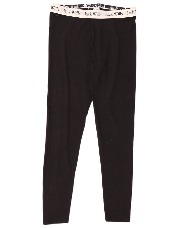JACK WILLS Leggings femininas gráficas UK 12 algodão colorblock preto médio
