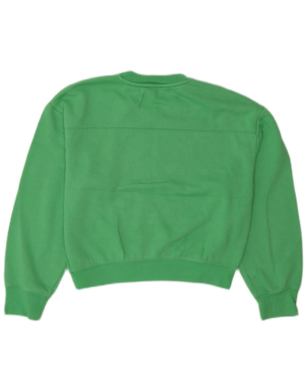 Zara Womens Crop Oversized Sweatshirt Jumper UK 10 Pequeno Poliéster Verde