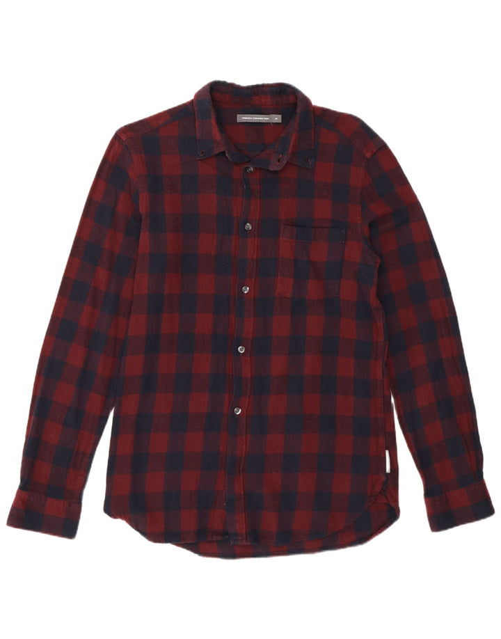 Camisa masculina de flanela French Connection médio algodão gingham cor de vinho