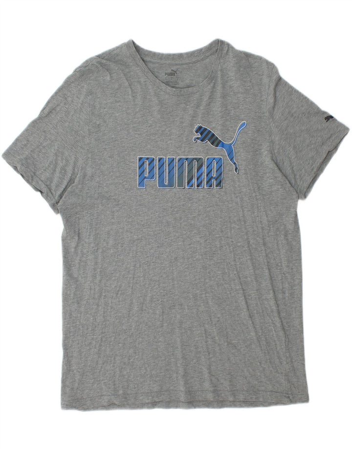 Camiseta masculina gráfica PUMA grande cinza manchada