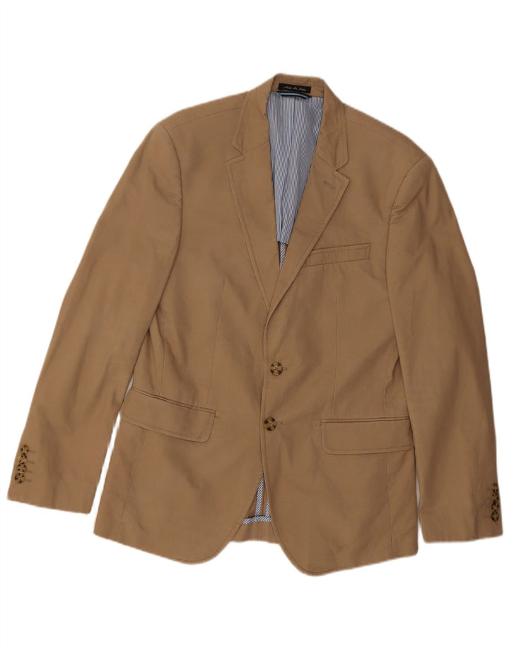 Jaqueta blazer masculina Tommy Hilfiger com 2 botões Reino Unido 38 algodão bege médio