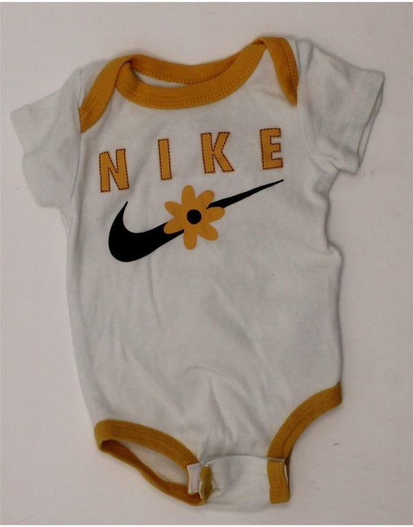 Macacão gráfico NIKE para meninas de 0 a 3 meses de algodão floral branco