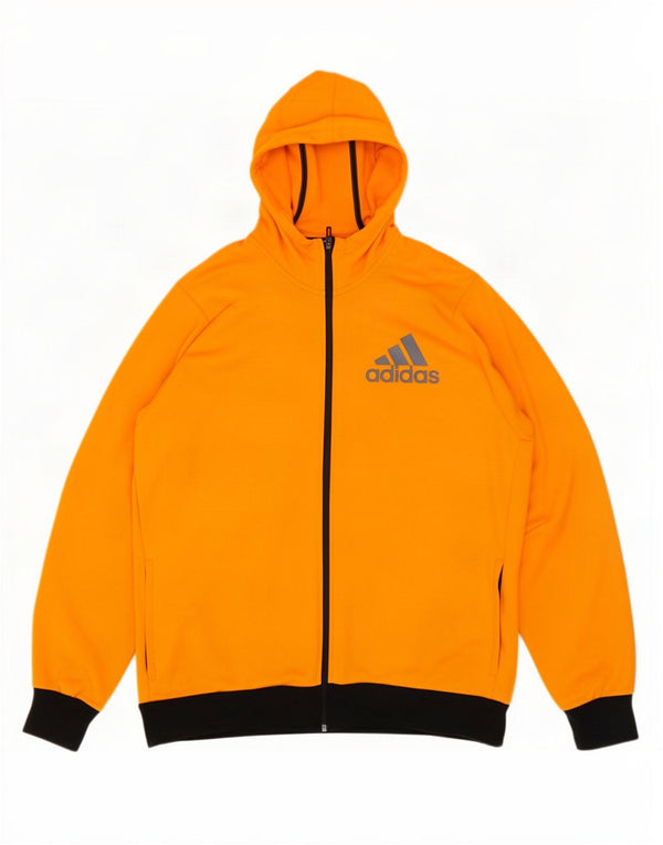 Suéter masculino Adidas Climalite Graphic Zip com capuz 2XL laranja bloco colorido