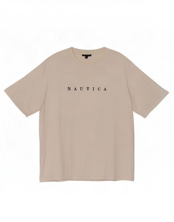Camiseta gráfica masculina Nautica Top 2XL algodão branco