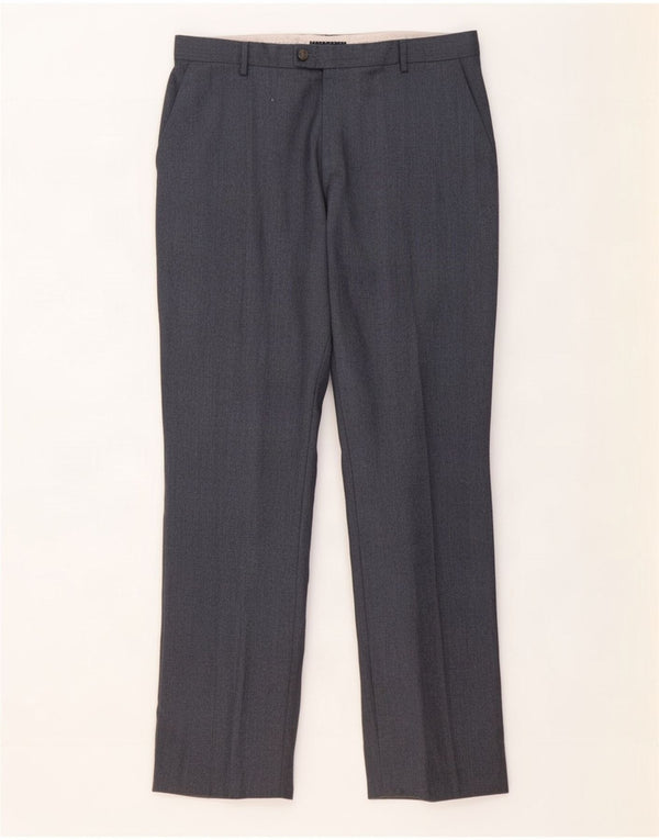 Calça casual reta masculina Tommy Hilfiger IT 52 XL W36 L34 lã cinza