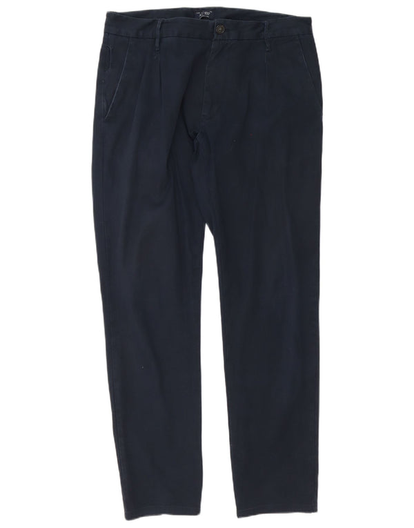 Armani Mens Pegged Chino Calças IT 48 Médio W32 L30 Azul Marinho Algodão